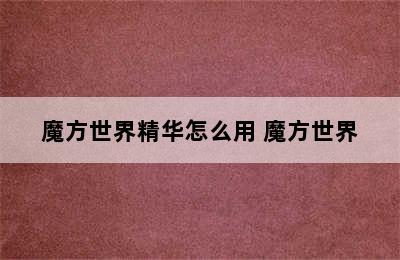魔方世界精华怎么用 魔方世界